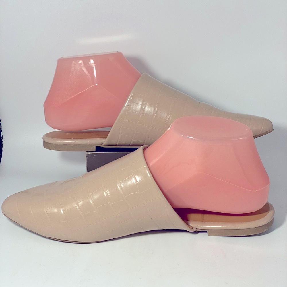 Women’s Lt. Taupe Crocco PU Summer Mules Sz 8.5 NWT - Picture 2 of 6